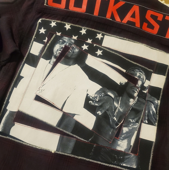 Outkast Embroidered Plaid Button-Up Flannel Shirt Stankonia Graphic - Picture 5 of 12